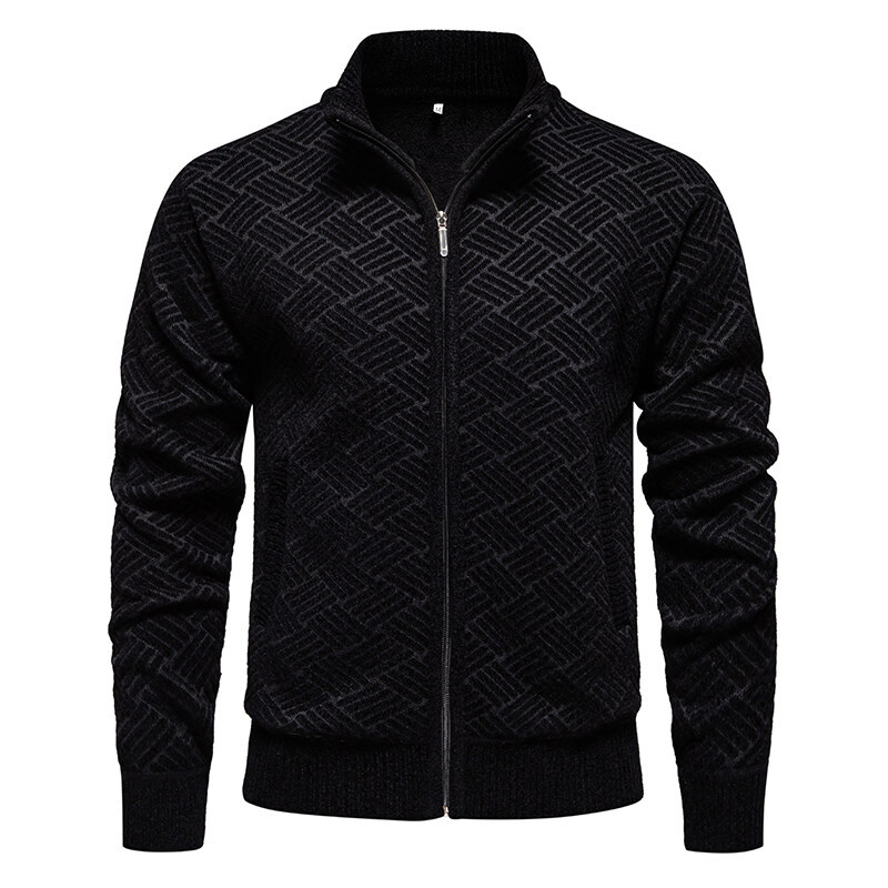 Warm Thickened Knit Zipper Stand Collar Men’s Cardigan Sweater Warm Thickened Knit Zipper Stand Collar Men’s Cardigan Sweater