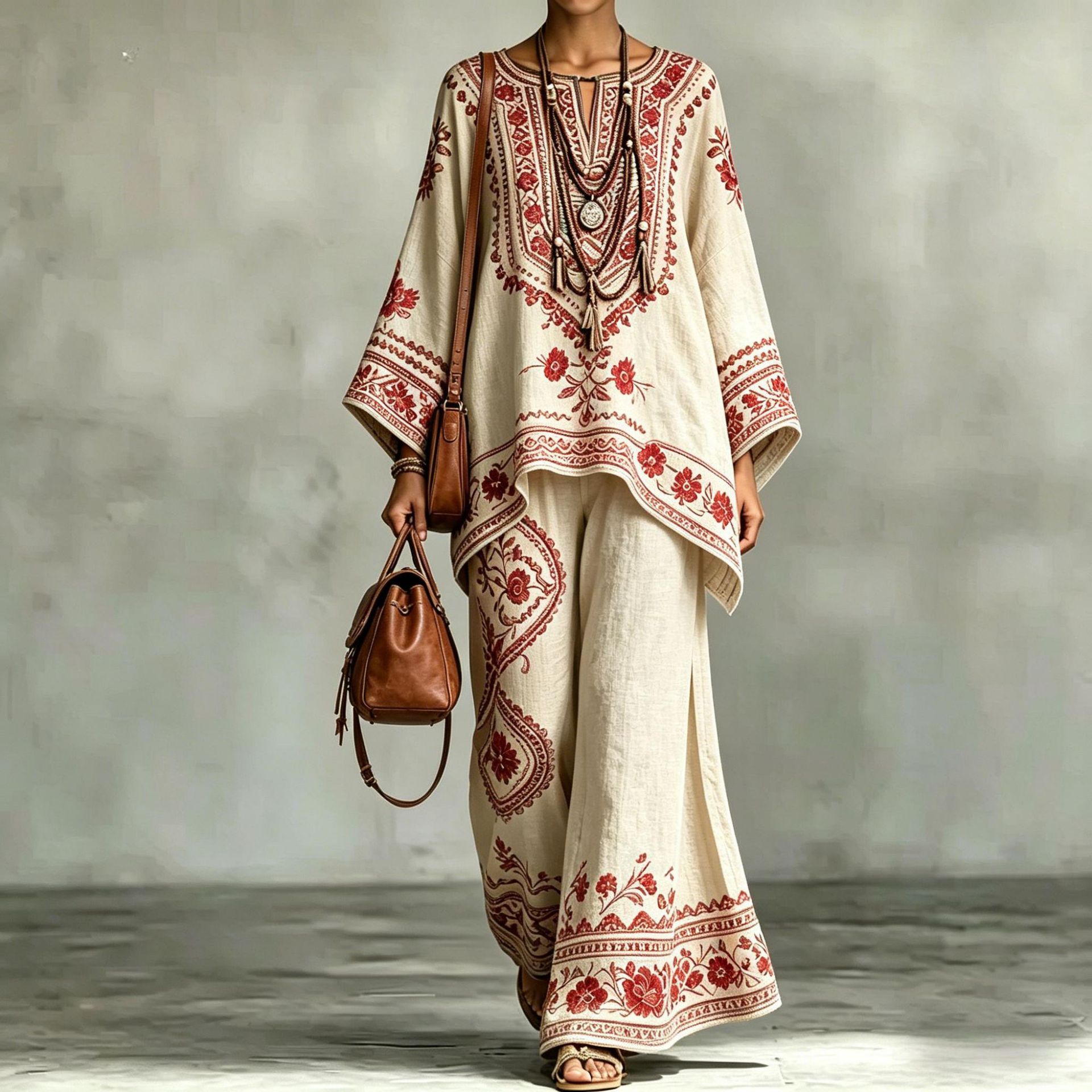 Women's loose-fit printed matching set – style 3 3D relief pattern