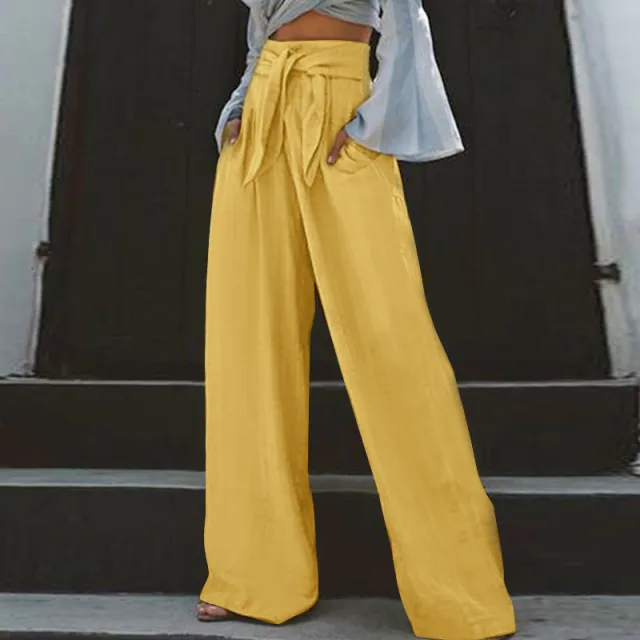 Retro Artistic Loose Plus Size Casual Pants Yellow - Shop at LoveMi