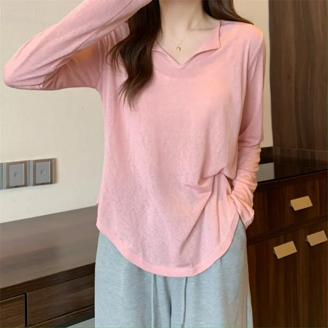 Summer Thin Ice Silk Air Conditioning Blouse Top Clothes Pink - Shop at LoveMi