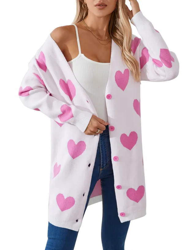 Fashion Love Mid length Coat Sweater Women White Powder - Shop at LoveMi