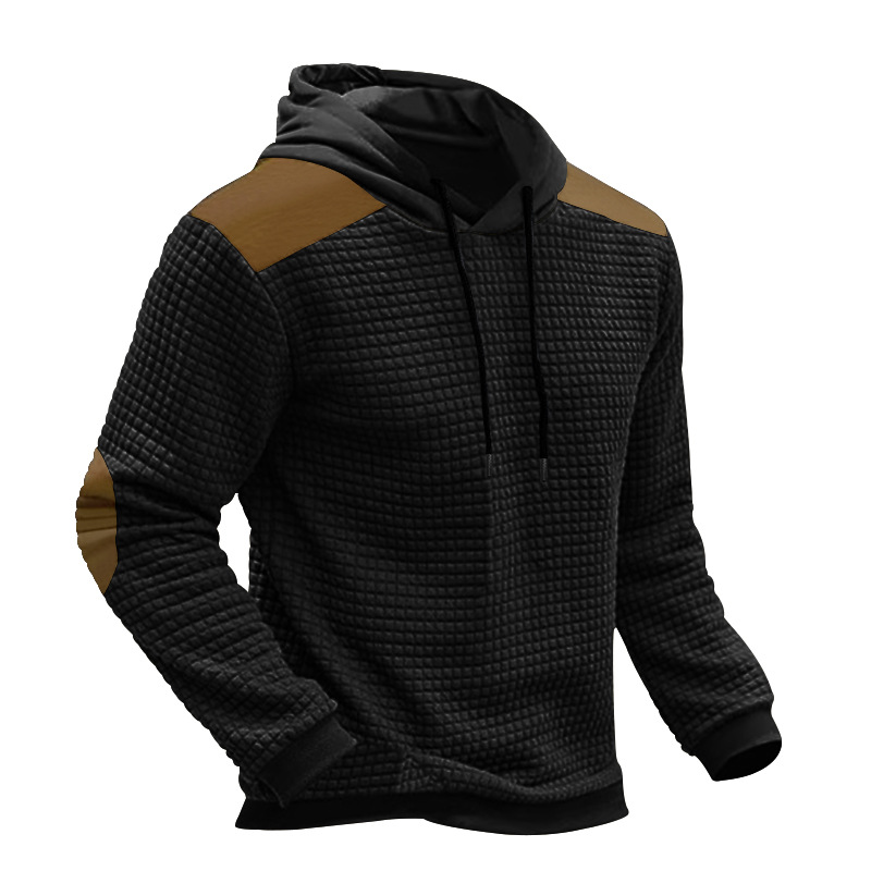 Men's Casual Color-block Jacquard Hooded Sweatshirt