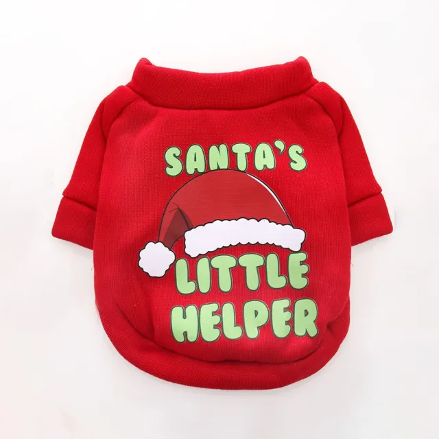 Warm keeping And Cold proof Fleece lined Pet Crew Neck Sweater Christmas Hat - Shop at LoveMi