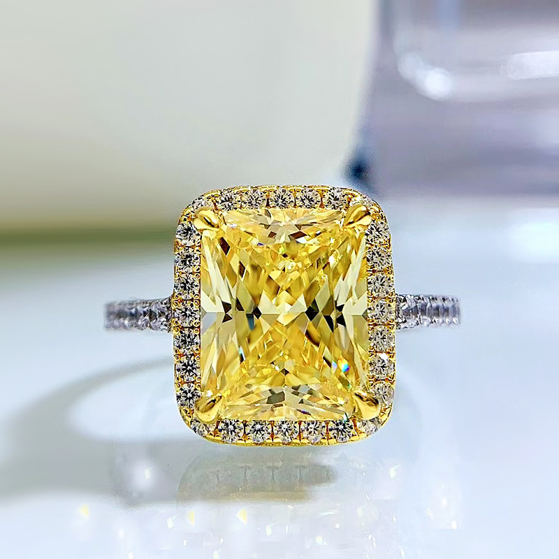 New S925 Silver Square Micro-inlaid Diamond Ring