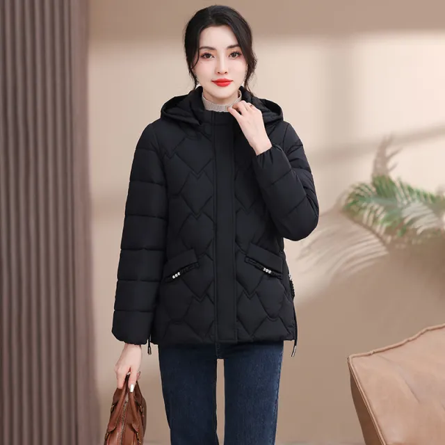 Fashion Plus Size Thermal Cotton Coat Temperament Thickening Cotton padded Coat Black - Shop at LoveMi