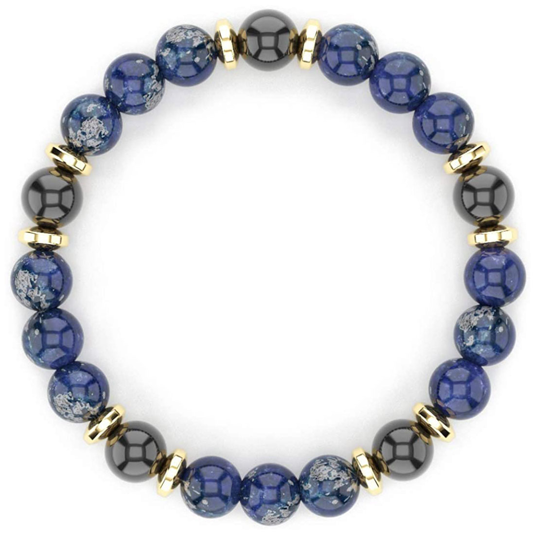 Unisex Lapis Lazuli Chiffon Black Agate Bracelet