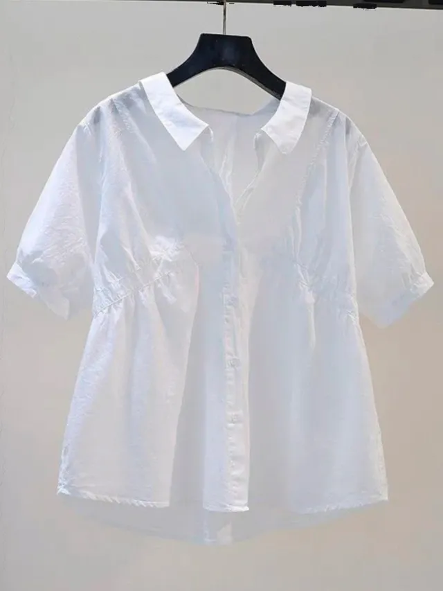 Women's Shirt Puff Sleeve Chiffon Top White - Shop at LoveMi
