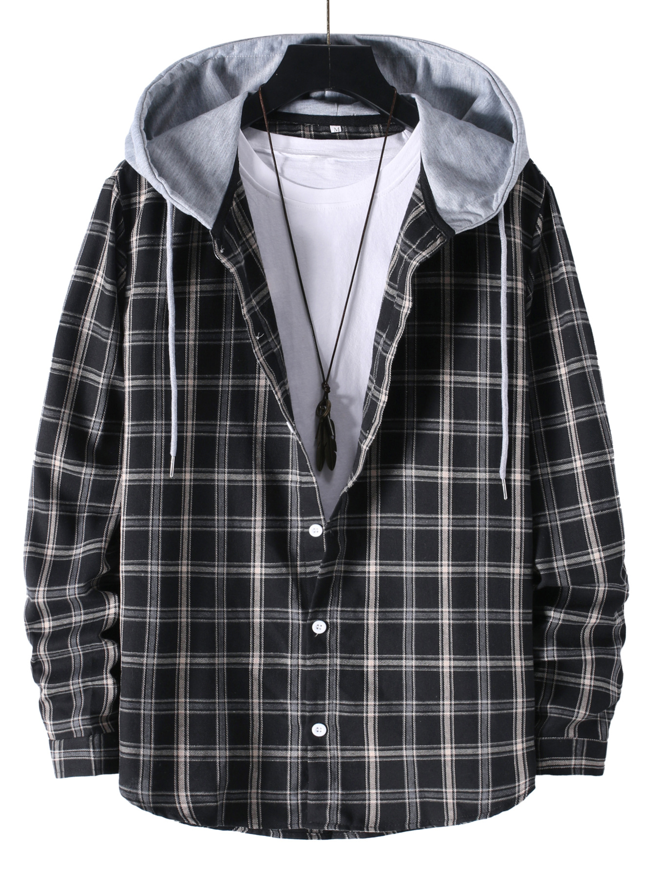 Title 11, New Mens Hooded Plaid Long Sleeve Shirt. Comfo...