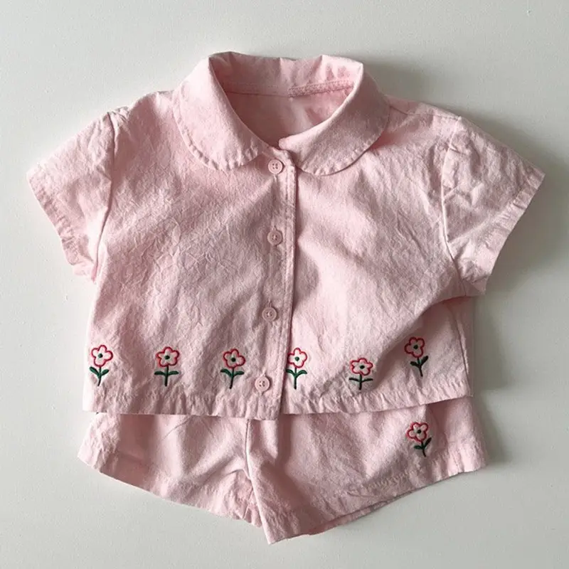Boys And Girls Summer Flower Short-sleeved Shorts Two-piece Set