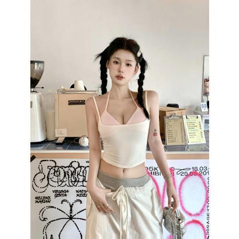 Thread Dacron Camisole Vest Two-piece Set