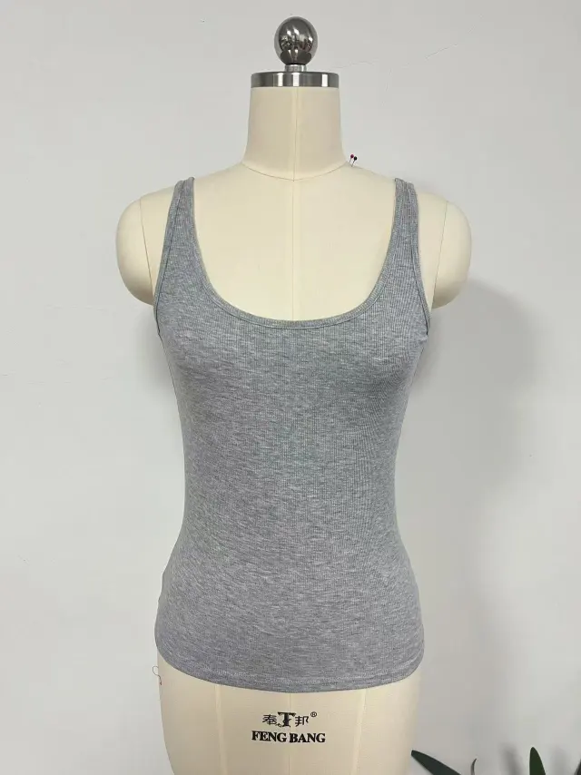 Backless Underwaist Solid Color Square Collar Split Double layer Vest Light Gray - Shop at LoveMi