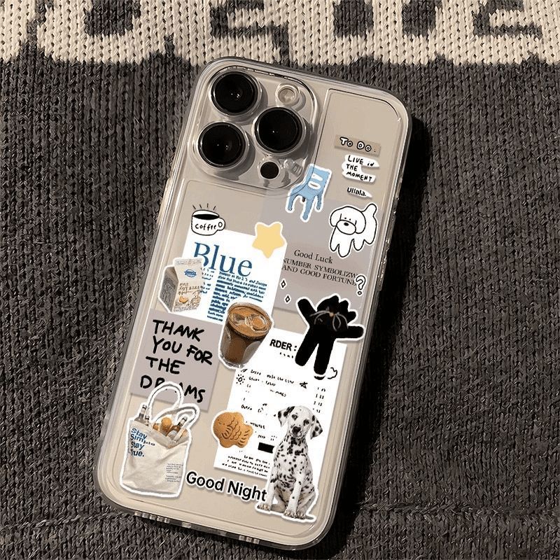 Coffee-themed Transparent Phone Case With Cute Animal Designs