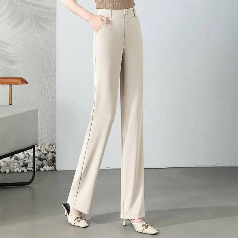 High Waist Drooping Slimming And Straight Ice Silk Women's Casual Suit Pants