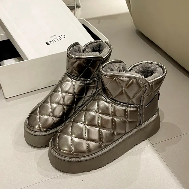 Bottom Soft Leather Brushed Lining Insulated Cotton padded Shoes Gray - Shop at LoveMi