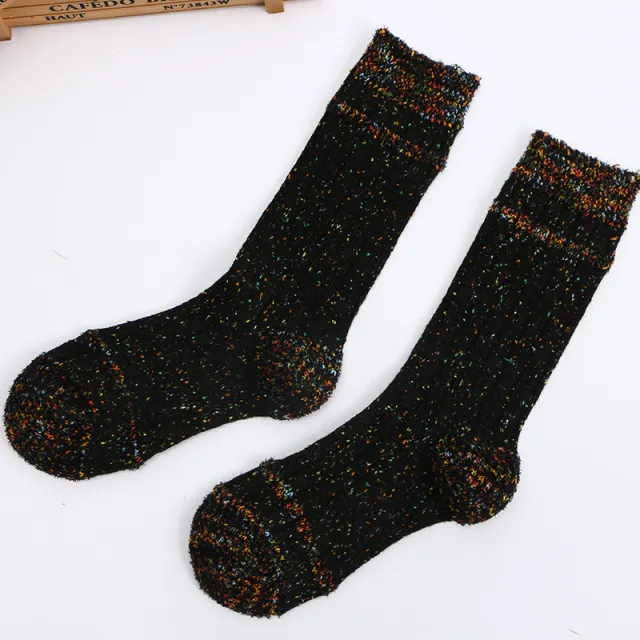Fleece lined Extra thick Warm Mid calf Slouch Socks Black - Shop at LoveMi