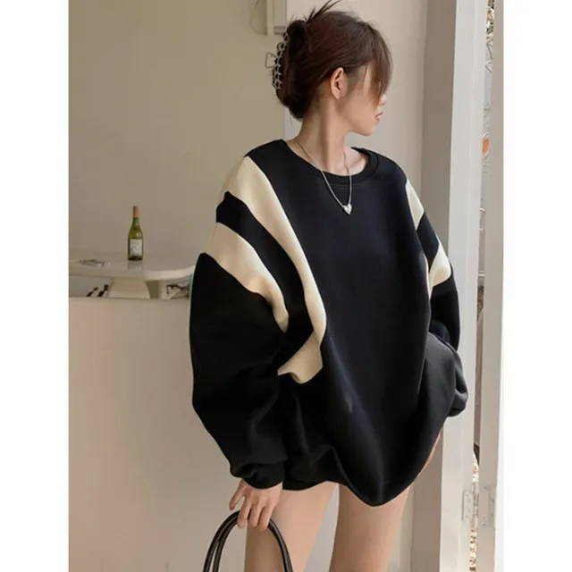 Sweater Women's Korean style Loose And Lazy Style W24 Black Plus Velvet - Shop at LoveMi