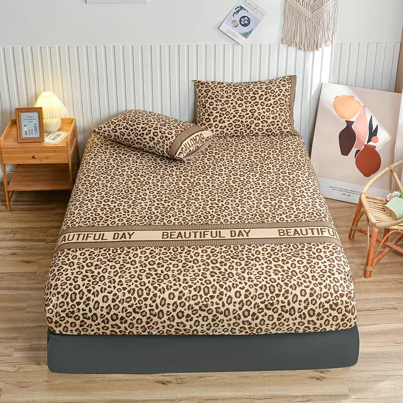 Brushed Printing Fitted Sheet Pillowcase Bedding