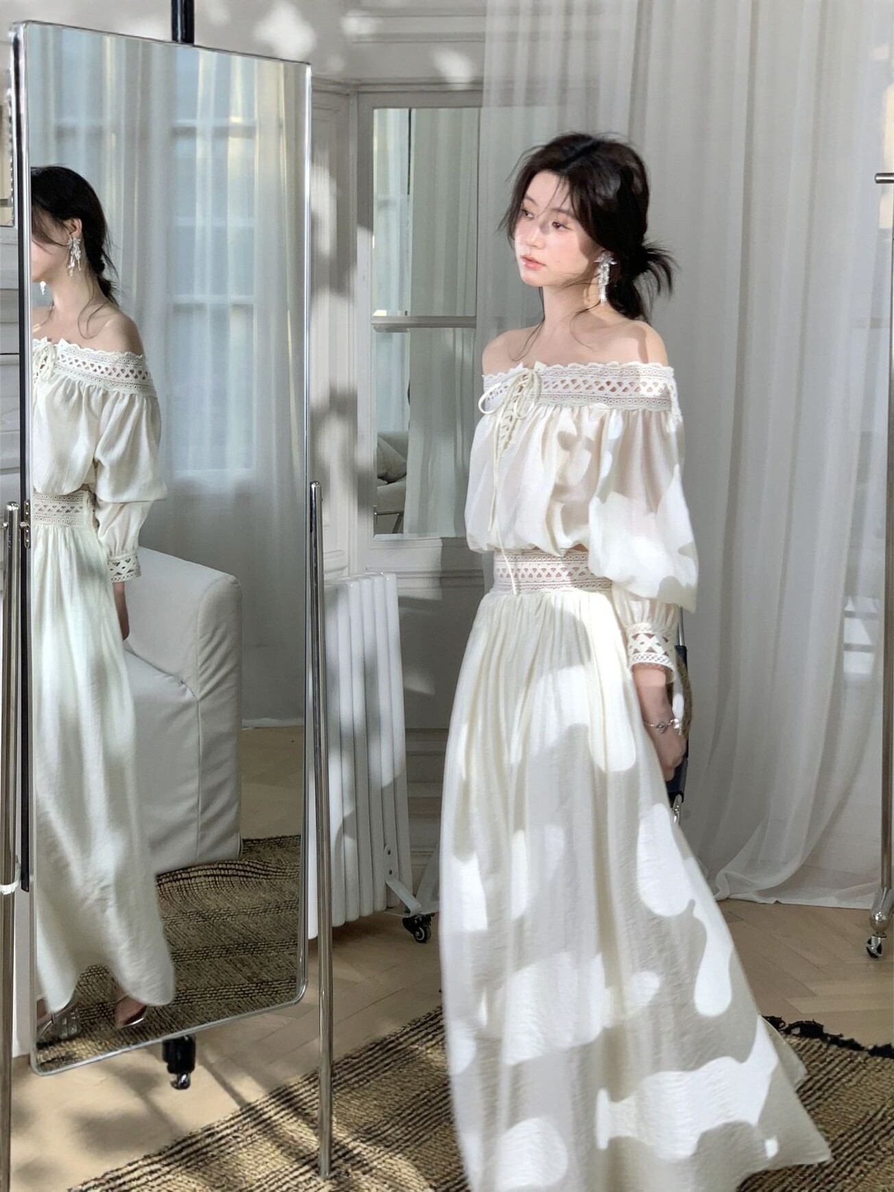 Summer Elegant Off-shoulder Long Dress Set