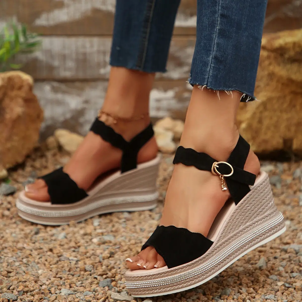 Rhinestone-strapped High-heeled Sandals Comfortable Womens