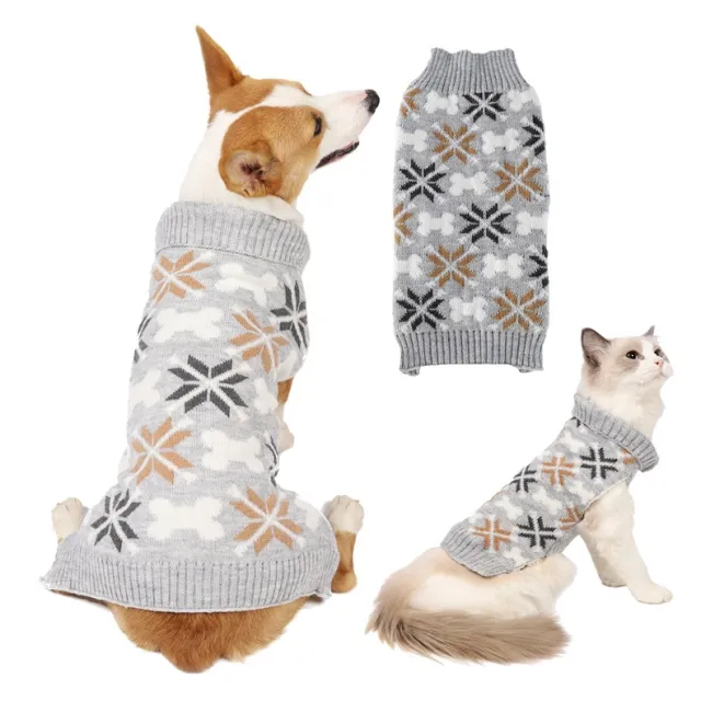 Japanese style Retro Jacquard Sweet Western Style Pet Clothes Gray Sweater - Shop at LoveMi