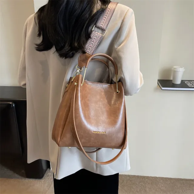 Retro Large Capacity Hand held Tote Bag Casual Crossbody Brown - Shop at LoveMi