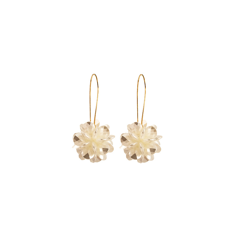 Women's Fashion White Petal Geometric Earrings