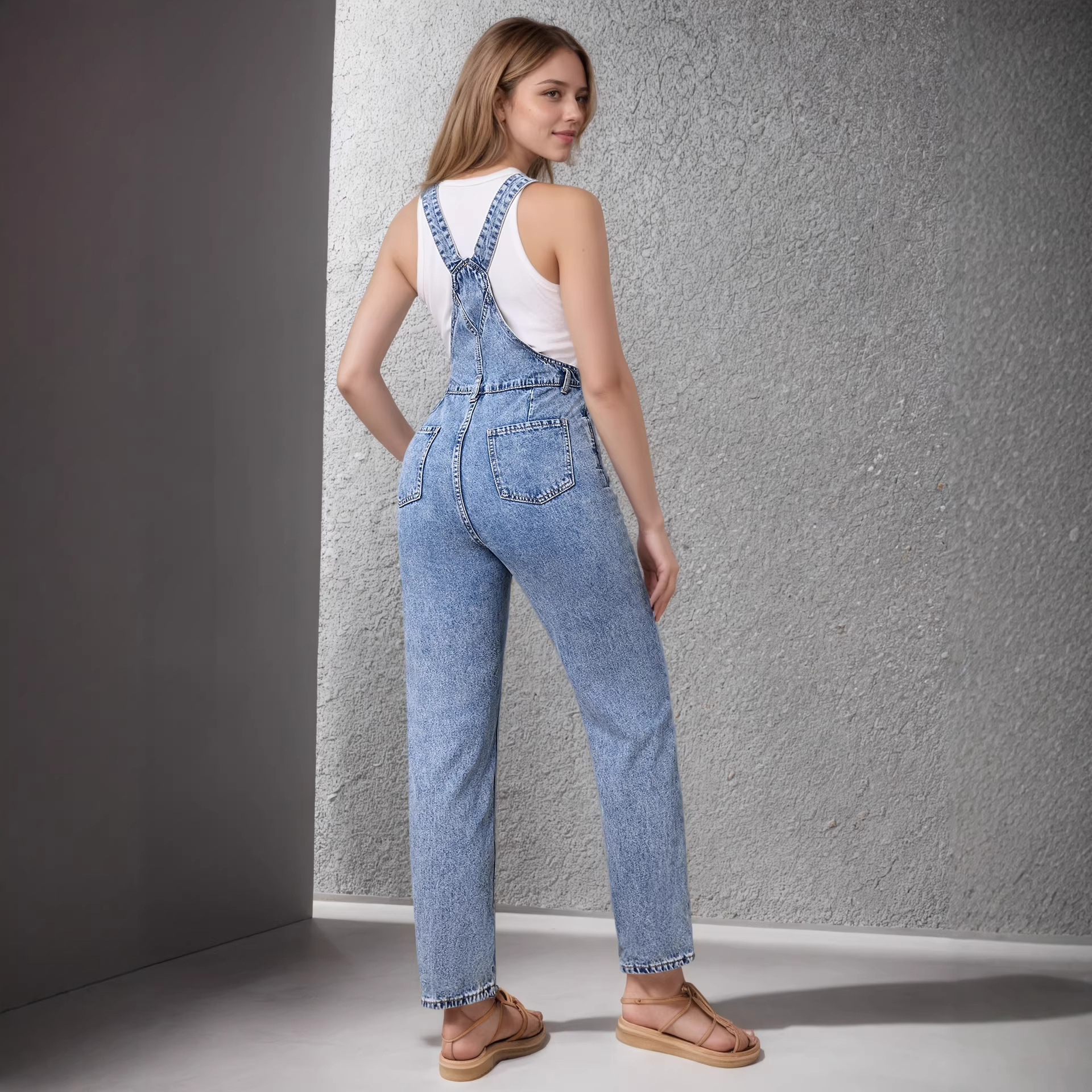 Summer Non-stretch Denim Overalls For Women