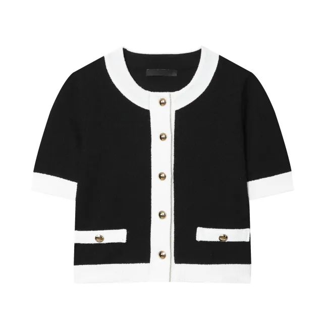 Contrast Color Beaded Leather Round Neck Top Stretch High waisted Trousers Suit Top S - Shop at LoveMi