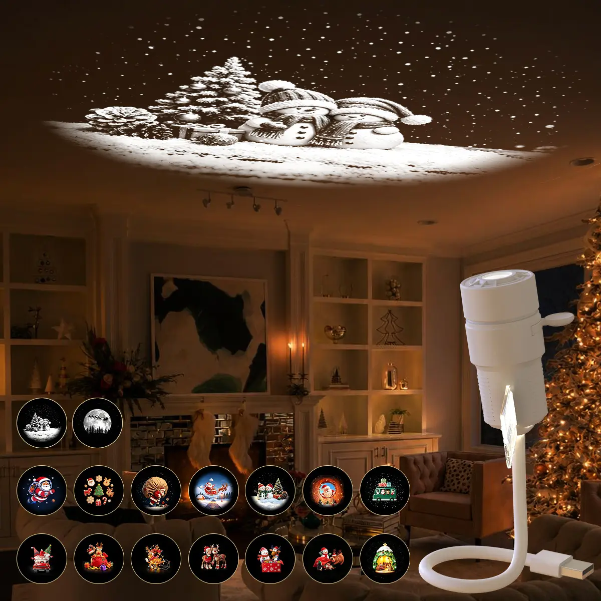Christmas Living Room Starry Sky Projection Night