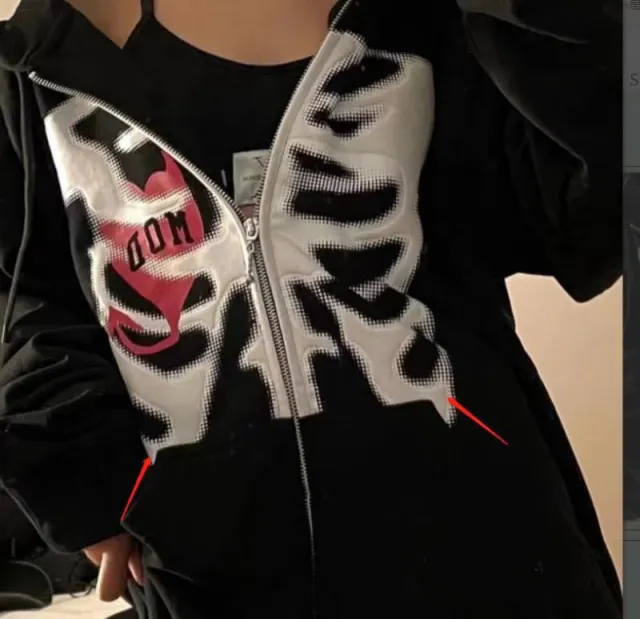 Skull Print Long Sleeve Hooded Jacket Black - Shop at LoveMi