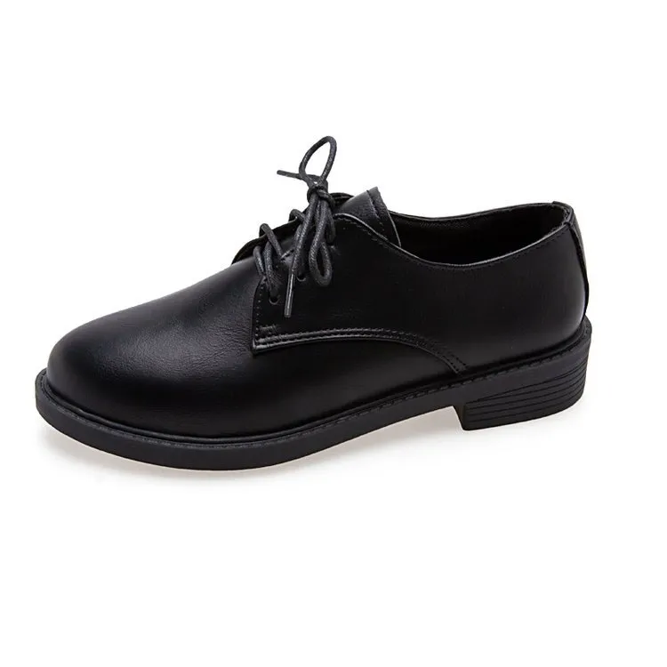 Black Retro Student Flat Style Casual Loafers - Black