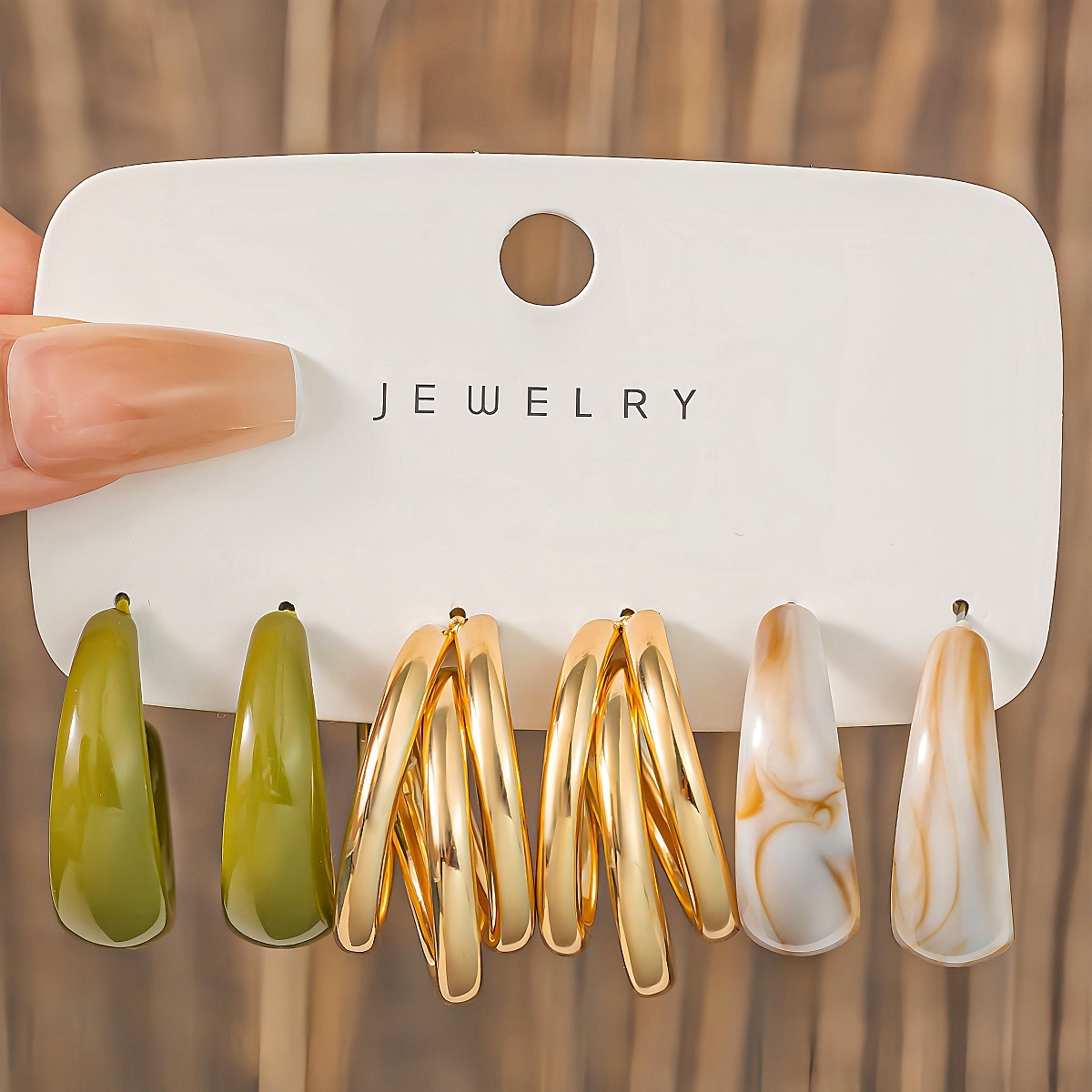 Fashionable Tassel Simple Creative And Personalized C-Shaped Waterdrop Stud Earrings