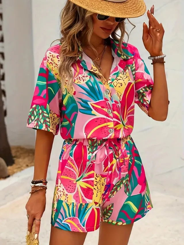 Hawaiian Style Short Sleeve Shirt Shorts Suit Mcc01176 L - Shop at LoveMi