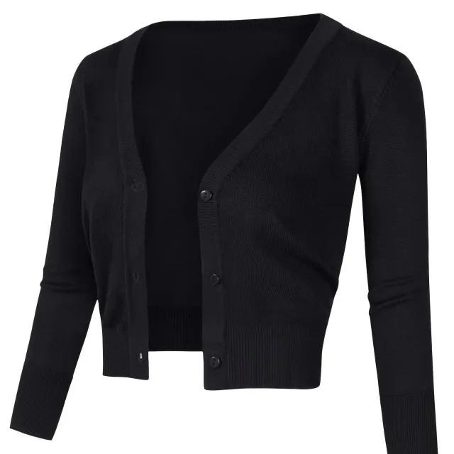 Solid Color Button Up Front Woolen Sweater For Casual Wear Black - Shop at LoveMi