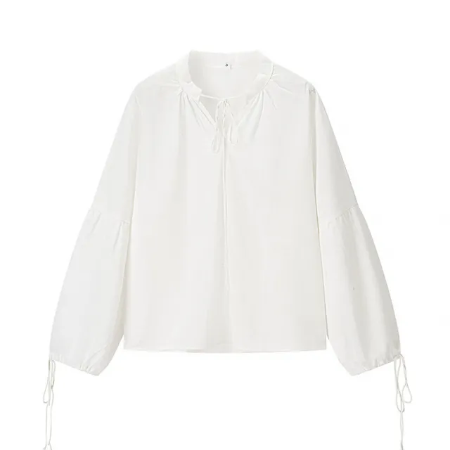 Women's Fashion Simple Bamboo Linen Shirt White - Shop at LoveMi