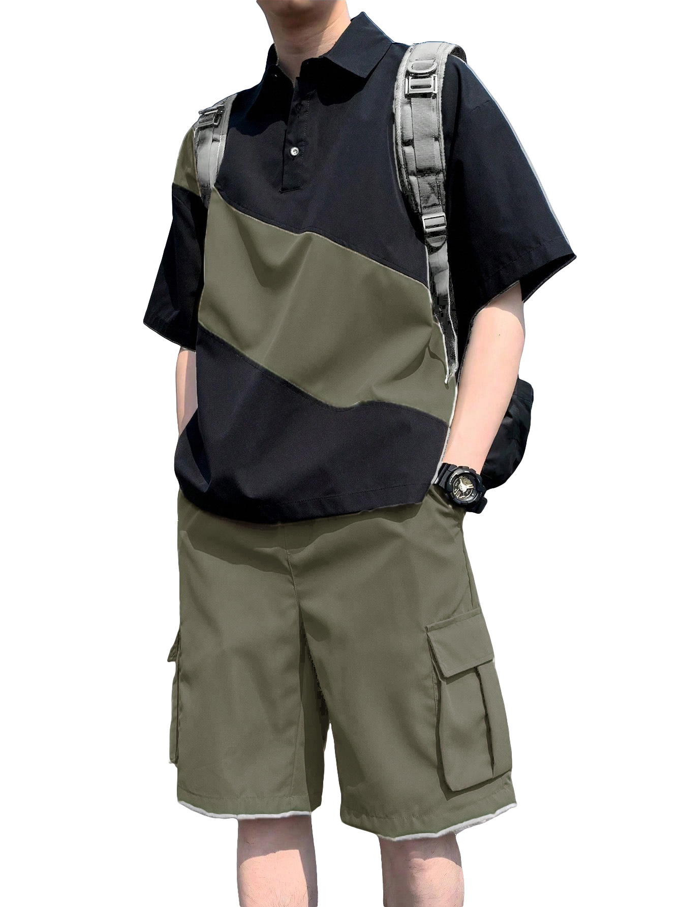 Loose-fitting Short-sleeve Shirt Mens Casual Suit