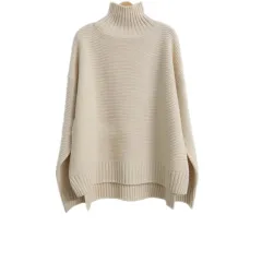 Cashmere Turtleneck Knitted Bottoming Sweater - Beige - View 1