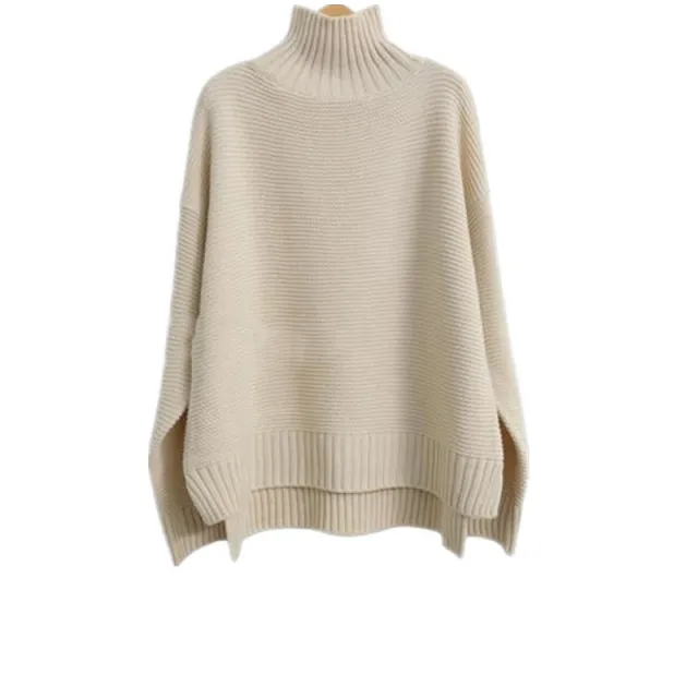 Cashmere Turtleneck Knitted Bottoming Sweater Beige - Shop at LoveMi