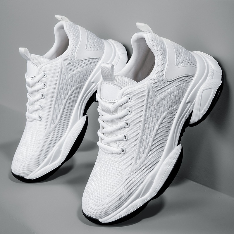 Lace-up Flyknit Mesh Height-increasing Casual Sports Shoes