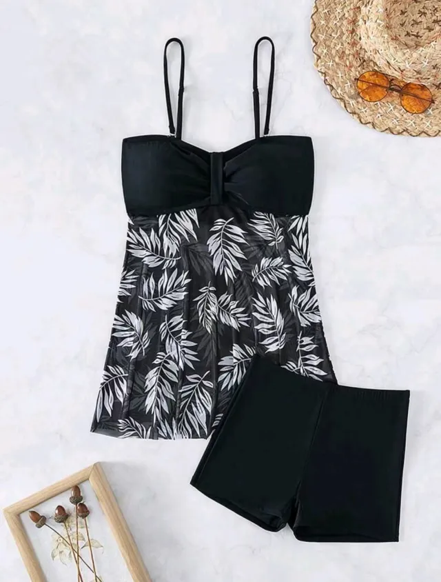 Swimsuit Split Boxers High Waist Mesh Women Black - Shop at LoveMi