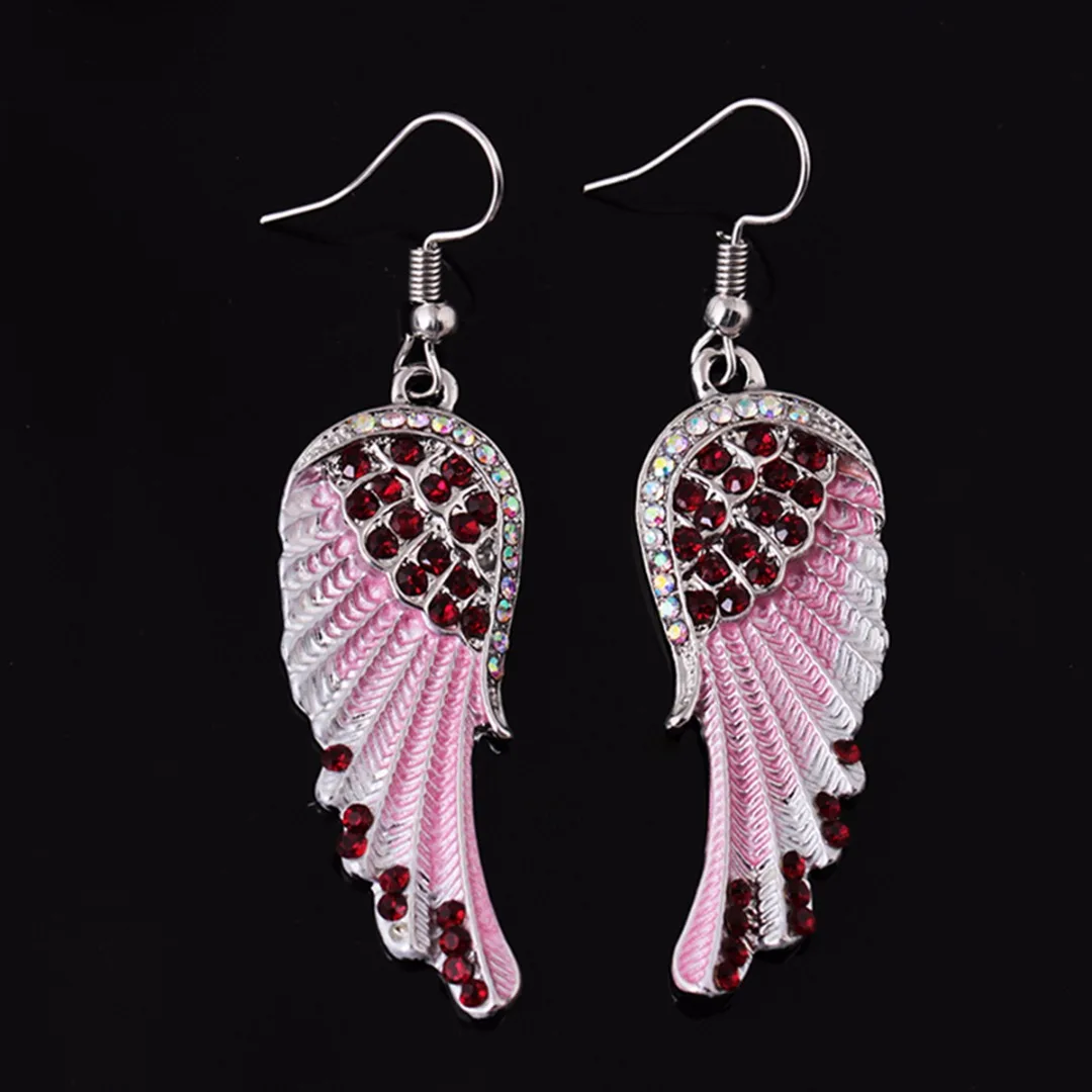 3 Colors Angel Wings Feather Dangle Crystal Earring Antique Elegant Women Jewelry