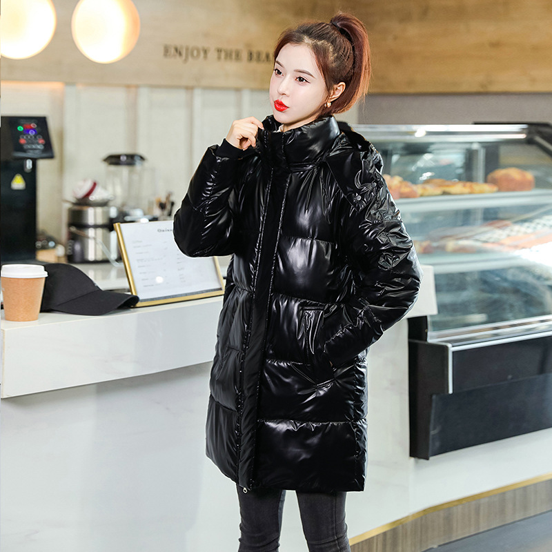 Womens Mid-Length Plus-Size Loose Cotton Padded Jacket In Korean Style