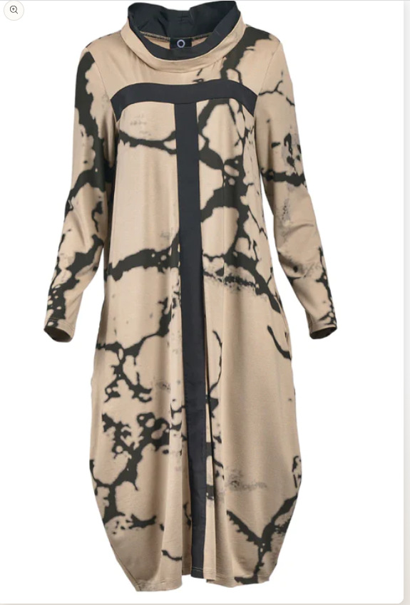 Fashion Multicolor Printing Stand Collar Long Sleeve Dress