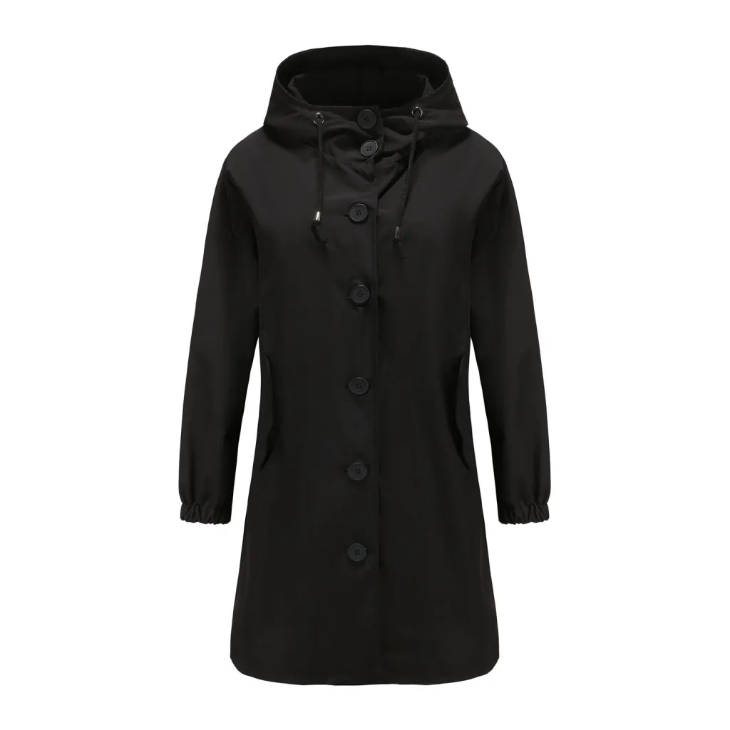 Waterproof Anorak Women's Casual Long Coat - Black