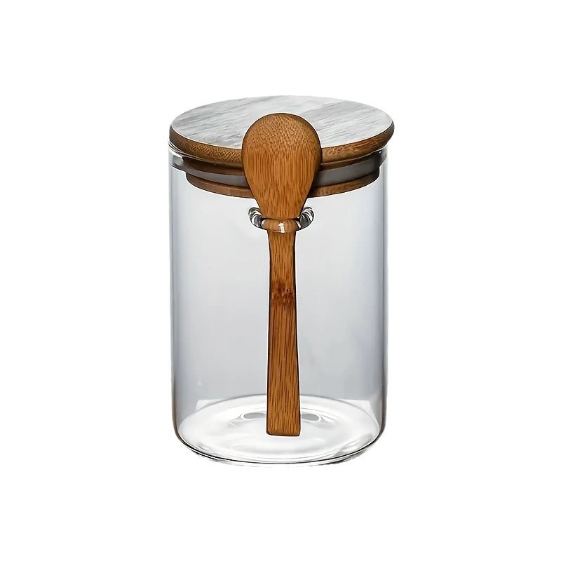 Yogurt Oatmeal With Spoon And Lid Sealed Jar Kitchen Storage Glass Jar
