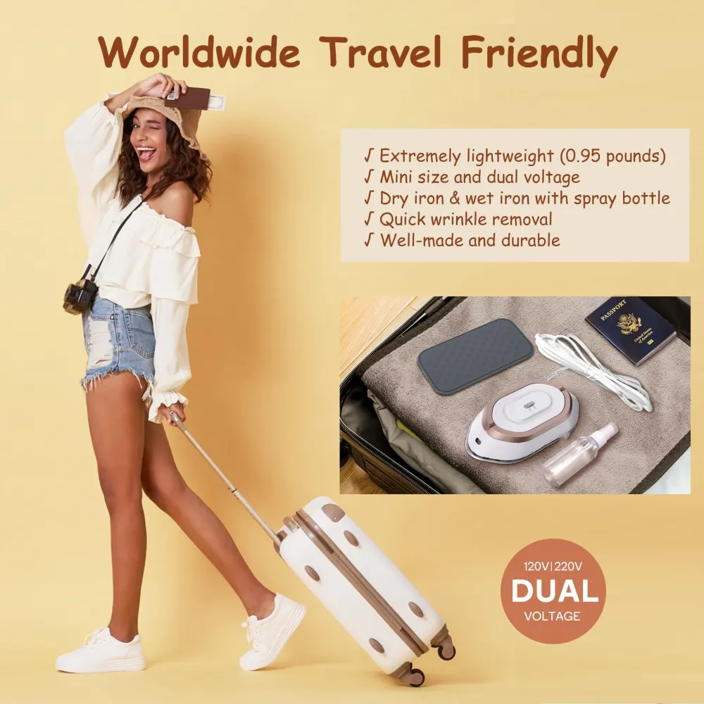 Newbealer Travel Iron with Dual Voltage 120V220V Lightwei