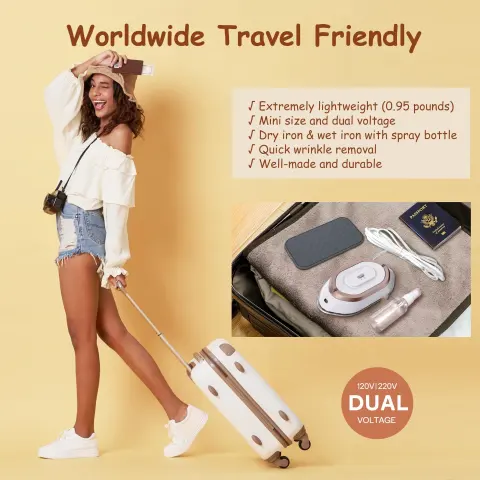 Newbealer Travel Iron with Dual Voltage 120V220V Lightwei