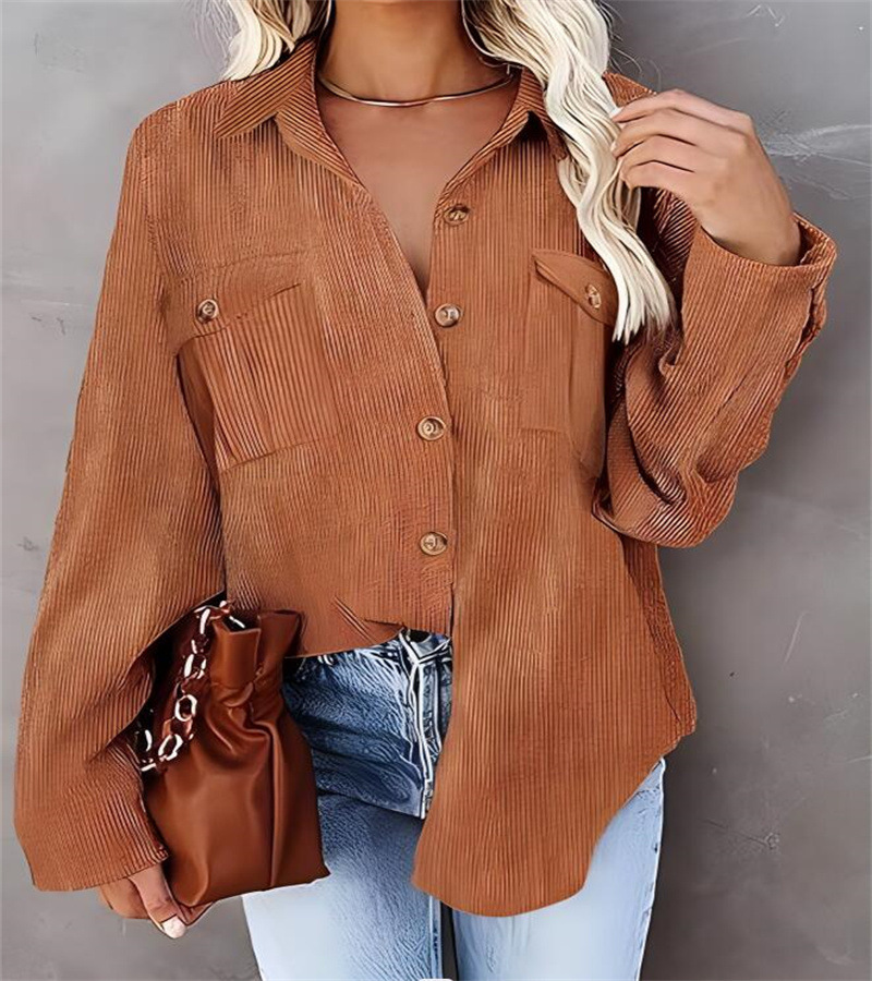 Autumn And Winter New Solid Color Button Corduroy Long Sleeve Loose Coat Women's Clothing 96e17c3e 091a 4ebf 9a69 D4d81036ab30