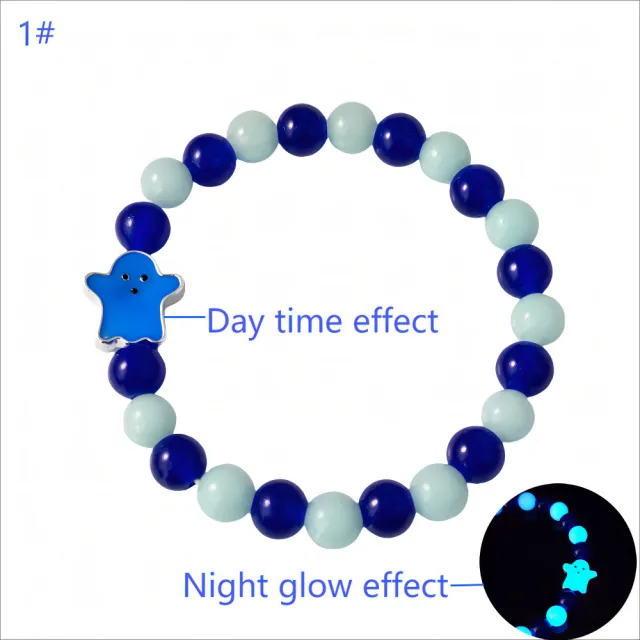 Day Of The Dead Luminous Bracelet Glass Beaded Halloween Luminous Bracelet 1 Blue Light - Shop at LoveMi