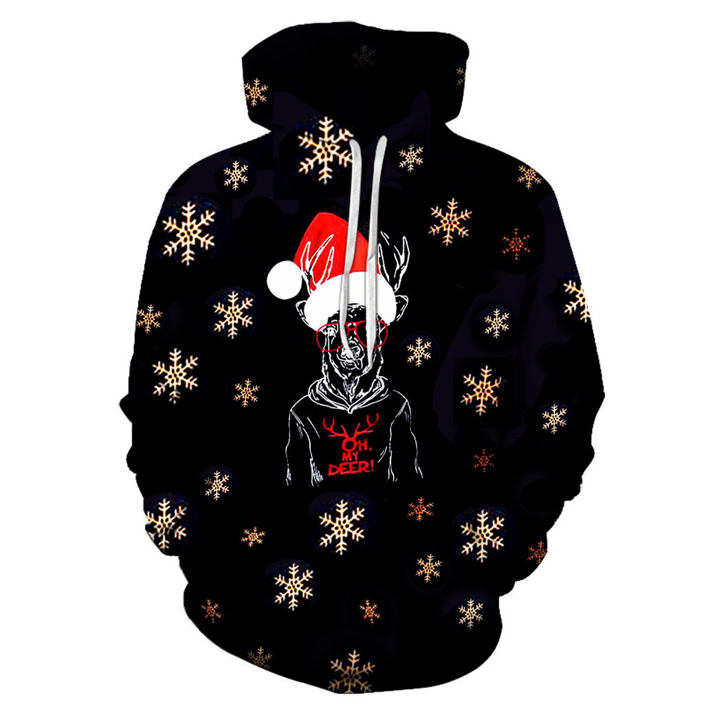 Christmas Dog 3D Printing Sports Loose Sweater Hooded